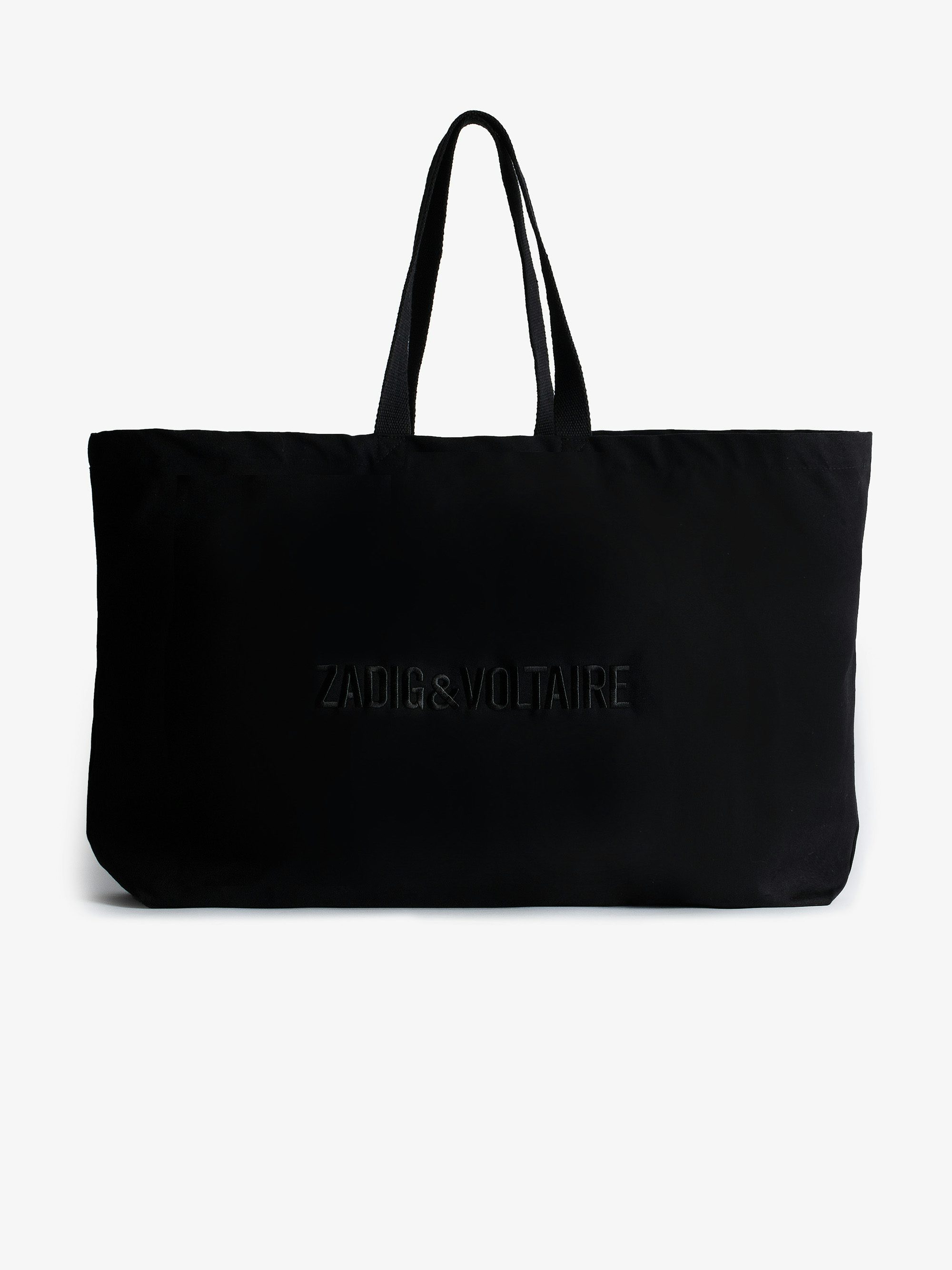Overnight Tote Bag - Voltaire Vice large black cotton tote bag.